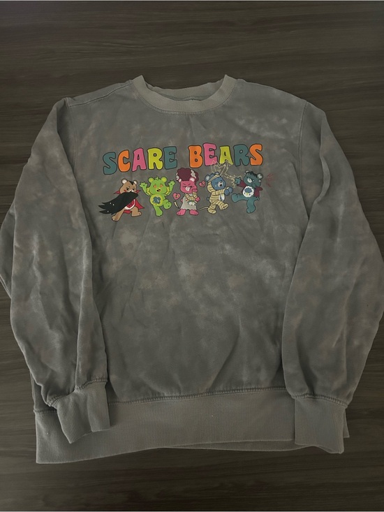 Tops - Scare Bears Tie-Dye Graphic Crewneck Sweatshirt - Gray